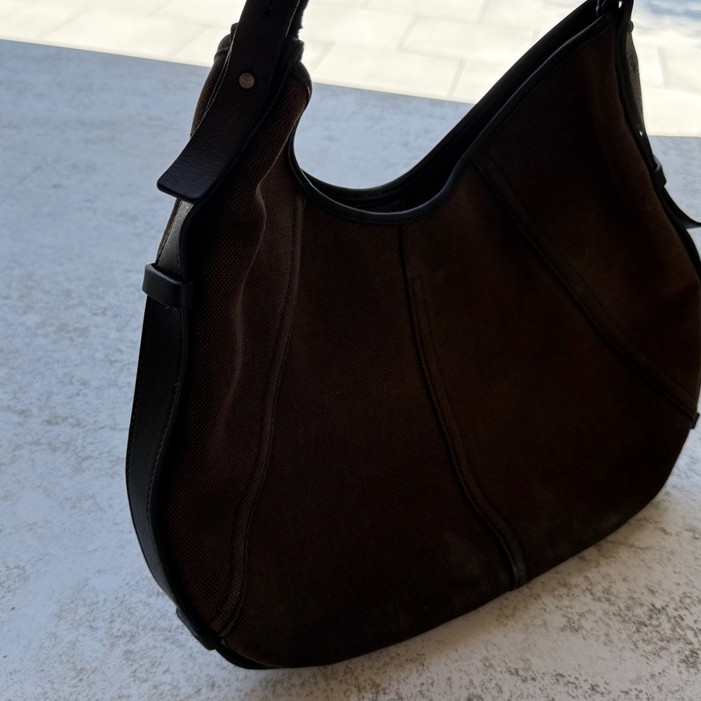 Yves Saint Laurent Mombasa Handbag, Chocolate with Horn Handle - Picture 8 of 9